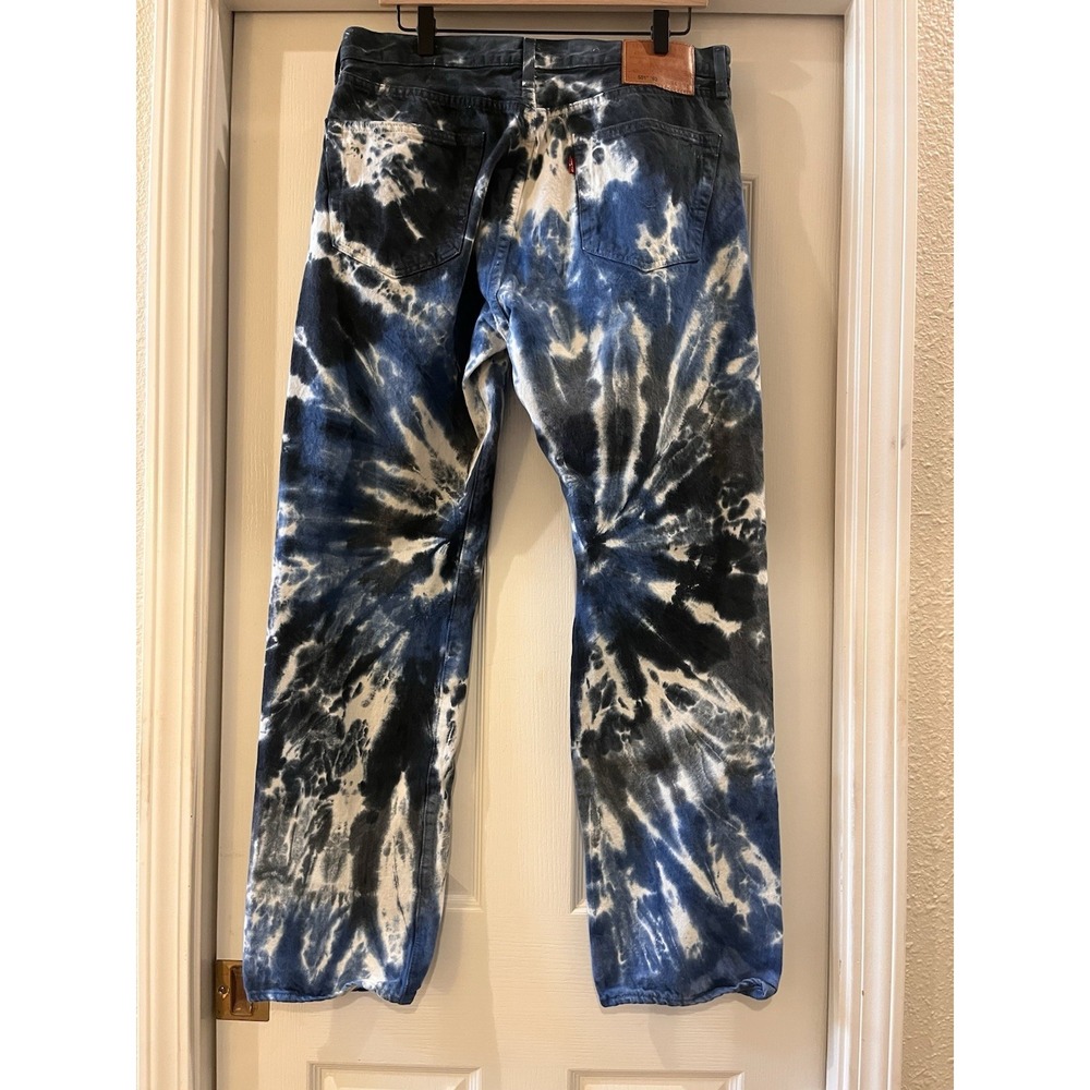 Levi's 501 '93 Big E Tie Dye Blue Black Mens 34x32 Button Fly Straight Premium